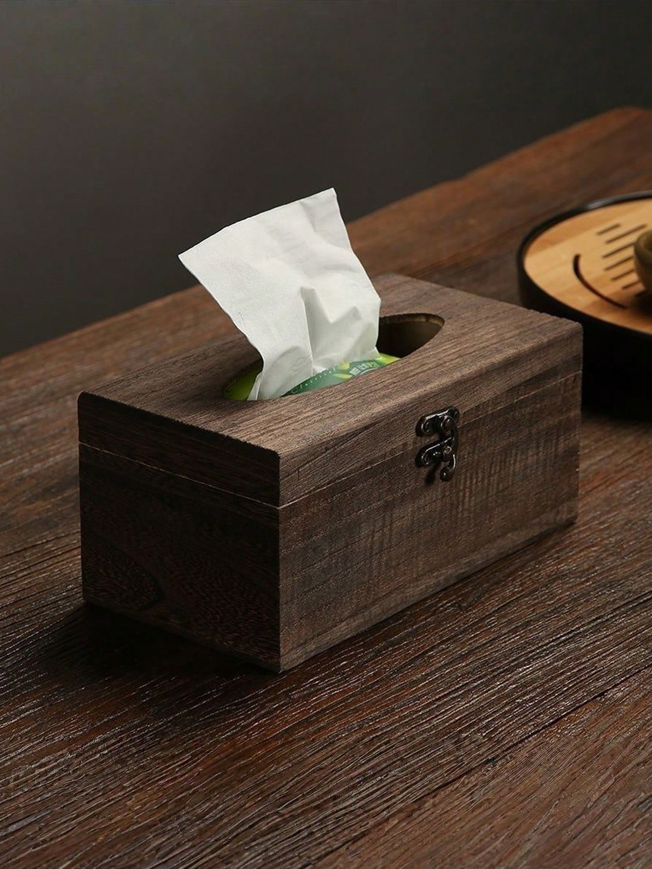 Vintage Wood-Look Tissue Box Holder