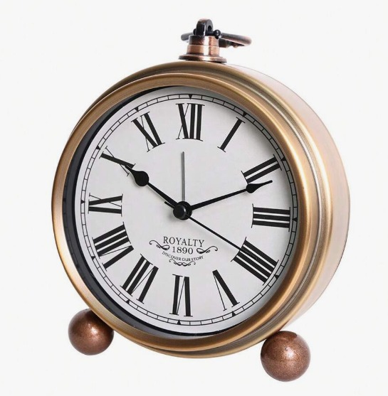 Vintage Table Clock – Antique Gold Finish