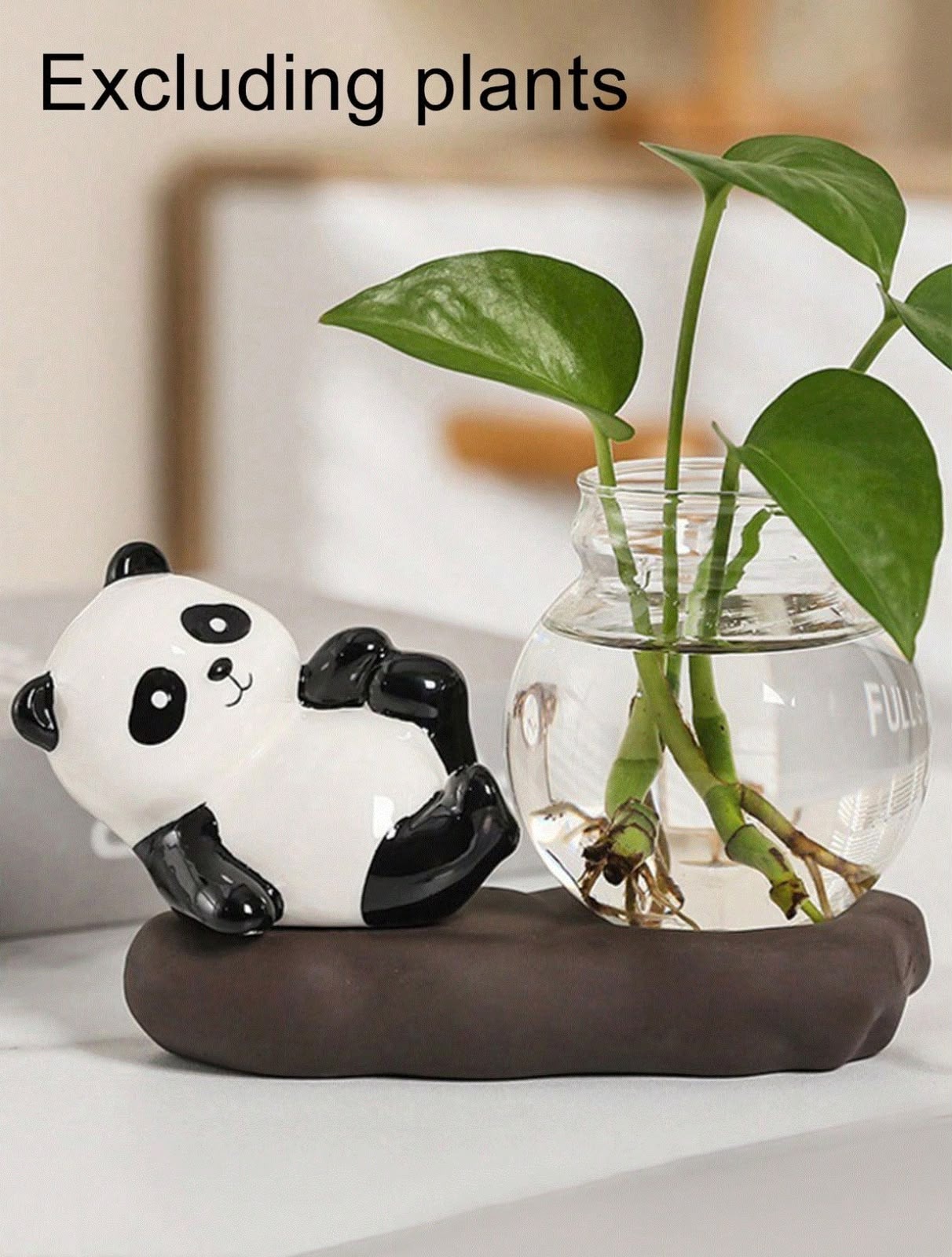 Panda Decorative Glass Vase with Stand