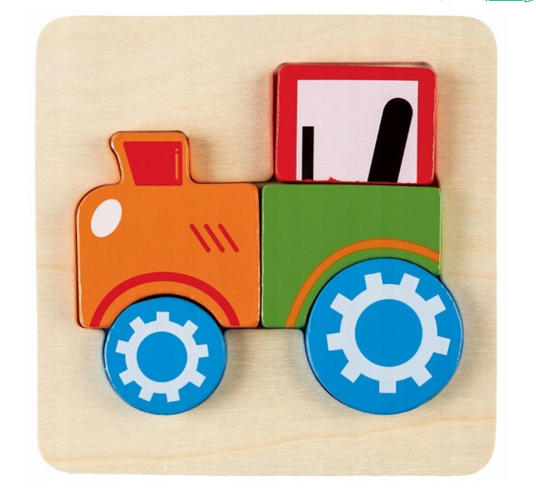 LUPILU TRACTOR. WOODEN BLOCKS PUZZLE. 5 PIECES